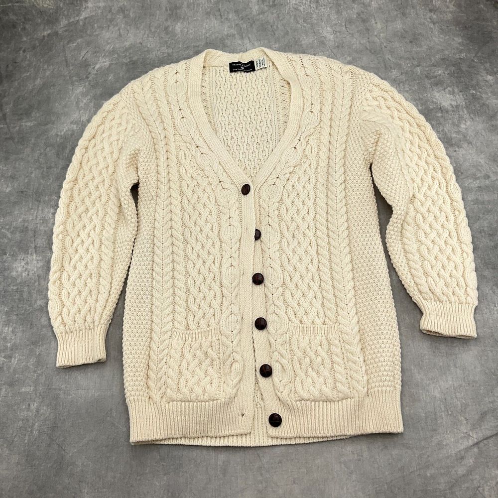 Classic Cream Cable Knit Cardigan Sweater